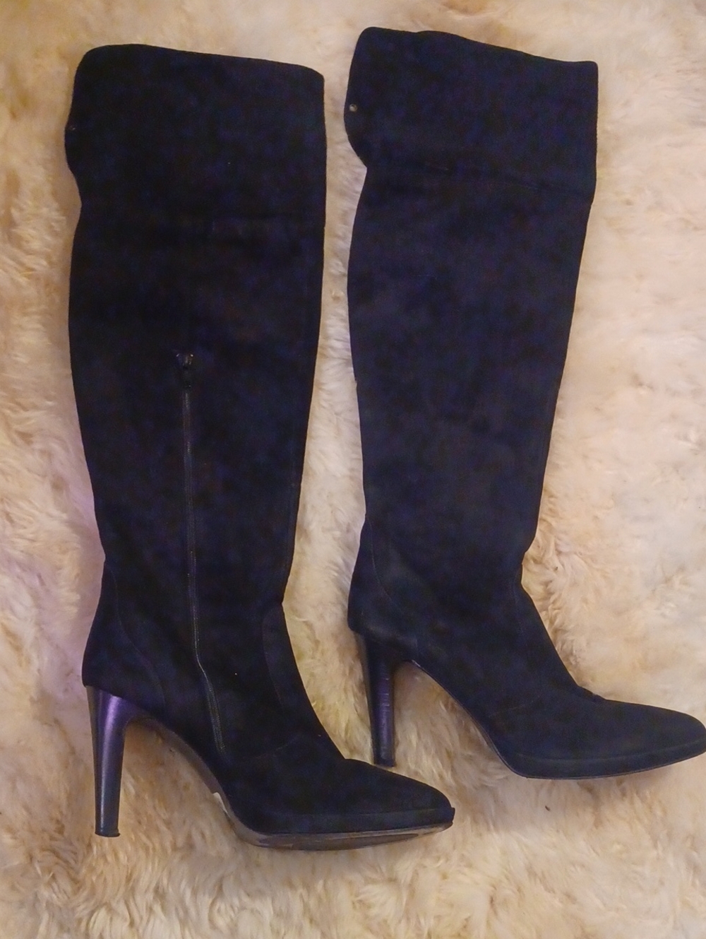 DI NUCCIO Vero Cuoio Black Knubuck Suede  Over The Knee Boots Size.41/10